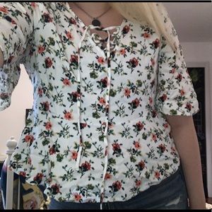 Floral Summer Short Sleeve Blouse